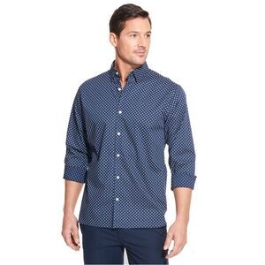 Stain Shield Never Tuck Long Sleeve Regular Fit Floral Navy Shirt